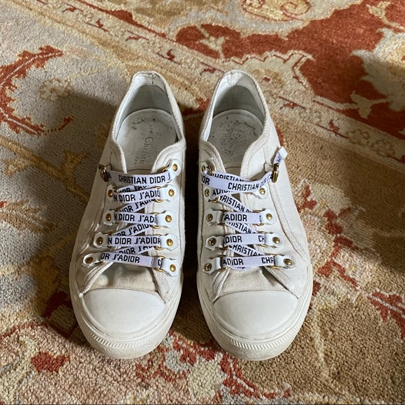 WALK'N'DIOR LOW-TOP SNEAKER IN WHITE CANVAS 37